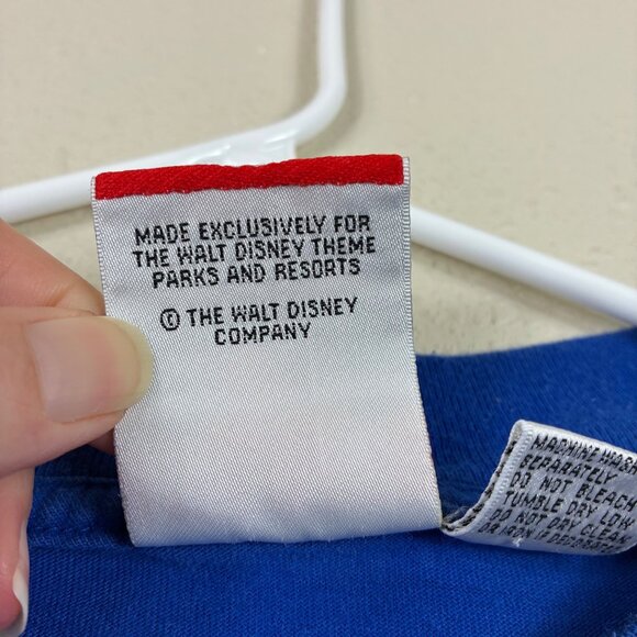 Vintage Mickey Inc Disney Parks Tee L Embroidered Goofy Donald 90s Royal Blue - Picture 6 of 7